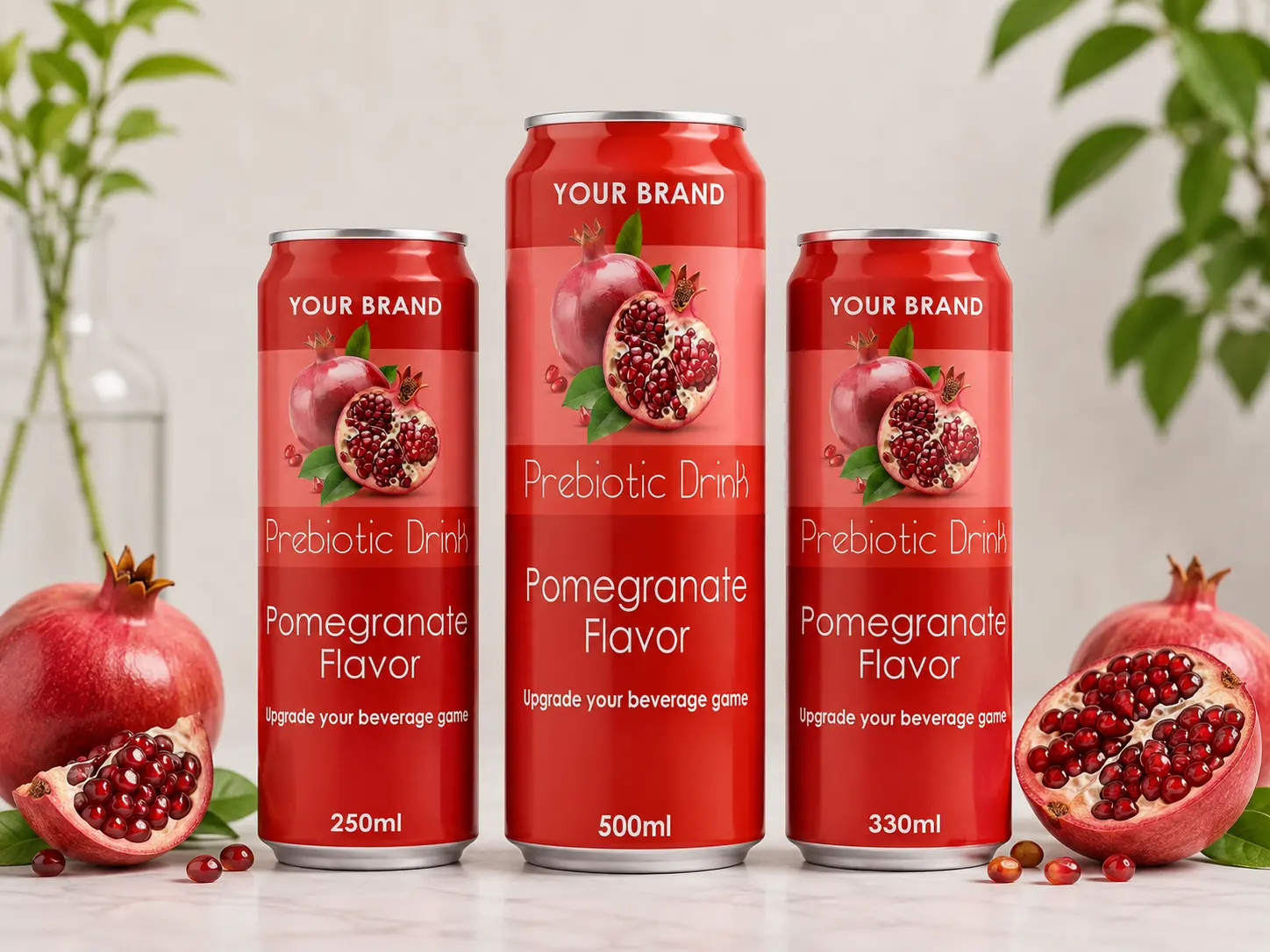 PREBIOTIC DRINK Pomegranate Flavor 250ml, 330ml and 500ml cans
